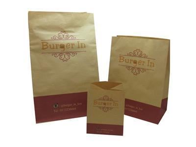 Sac à hamburger en papier kraft, Sac pour aliments à emporter