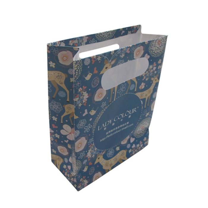 Sac en papier laminé, avec poignée découpée